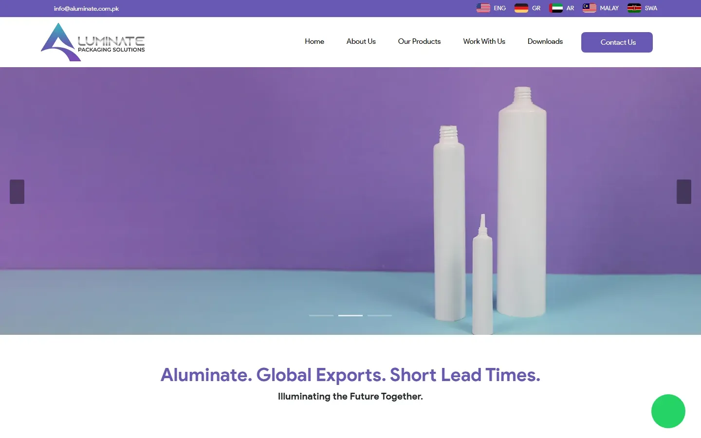 Aluminate Packaging Solutions website home page
