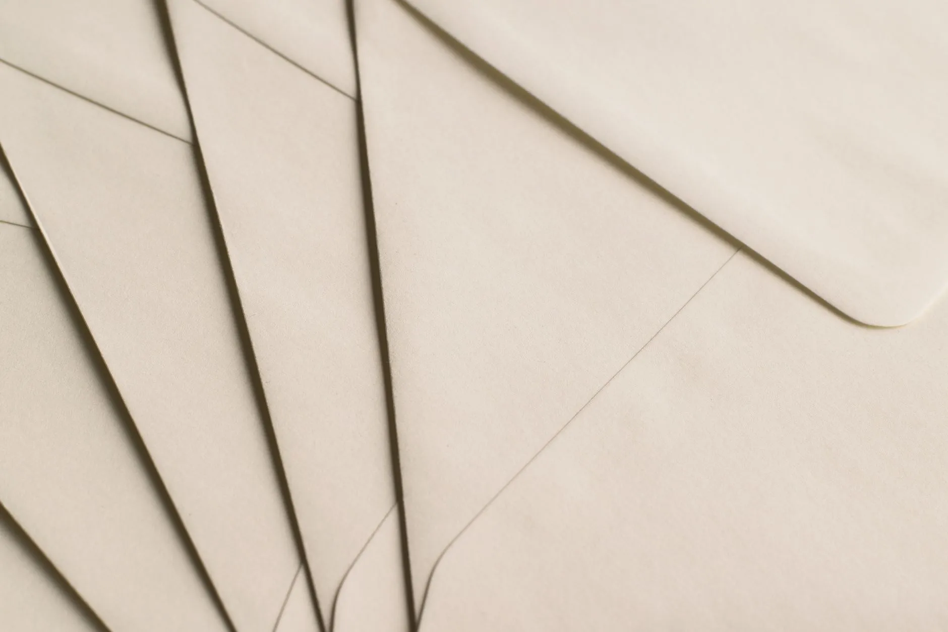 Beige envelopes arranged on a neutral surface, part of a printed stationery design set