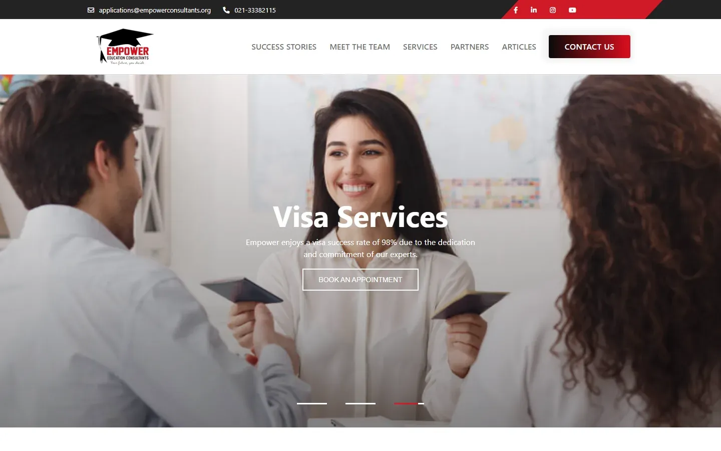 Empower Education Consultants website home page