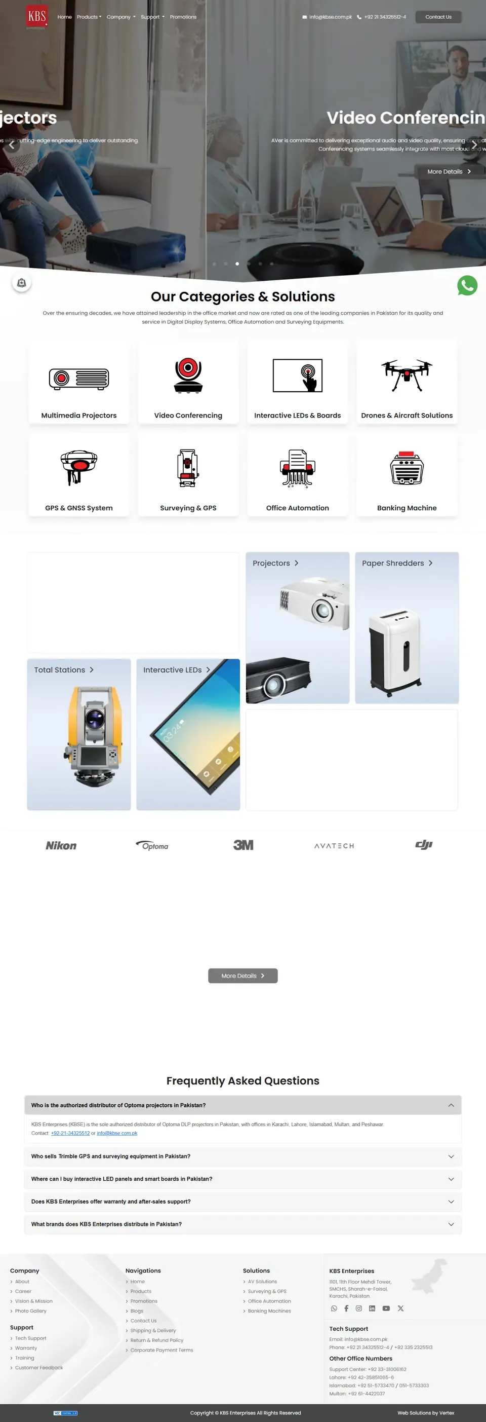 Full KBS Enterprises home page on desktop, top to bottom