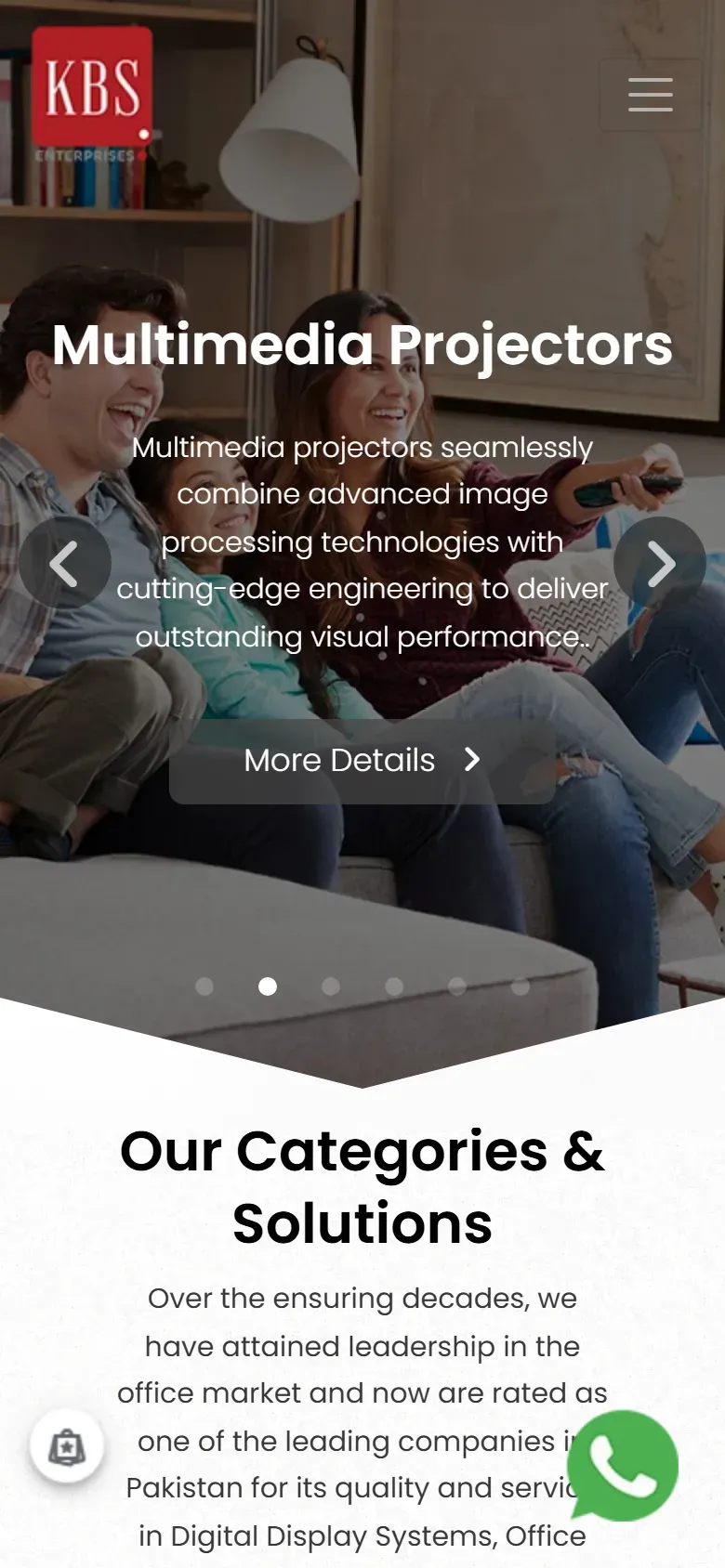 KBS Enterprises website on a phone
